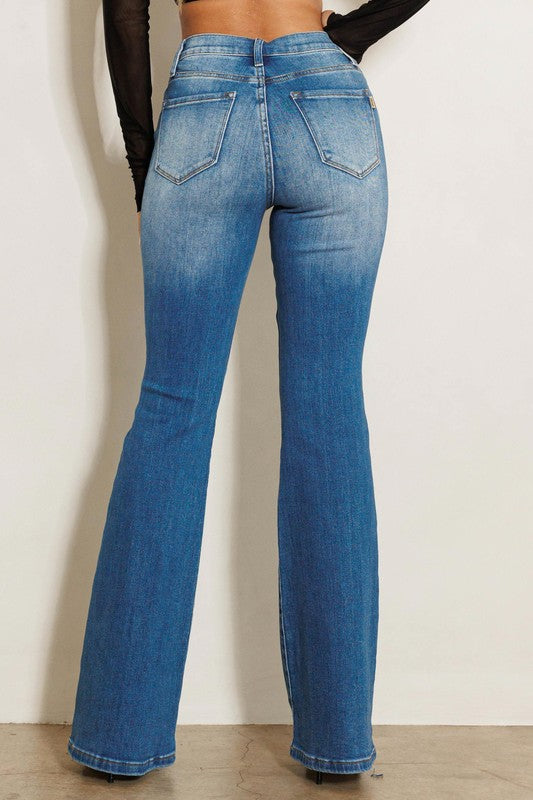 Kimberly  Mid Rise Flare Jeans ( Dark Wash )
